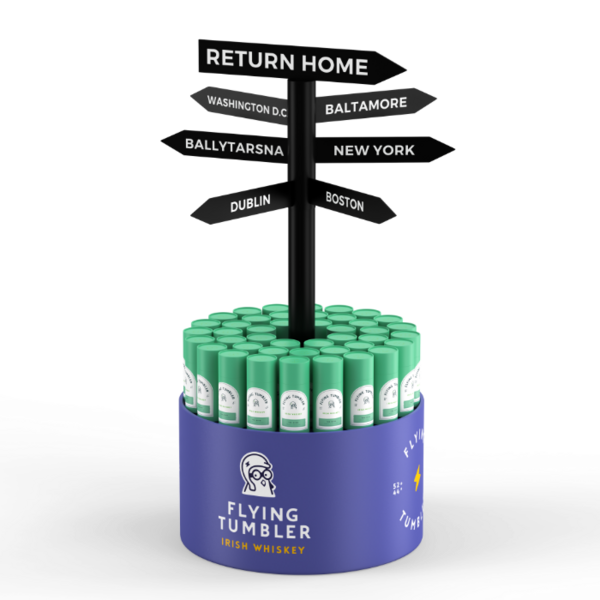 Flying Tumbler signpost floor display